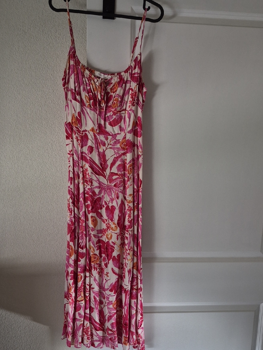 Lush Pink and Orange Floral Midi Slip Dress